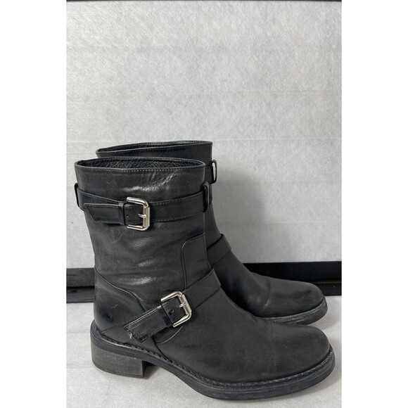 AQUATALIA SWEET black leather short urban boots. Size: 8